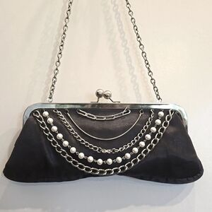 American Eagle Outfitters Charcoal Black Satchel with Silver Chain